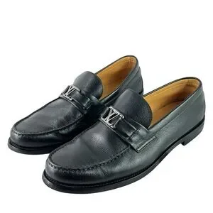 LOUIS VUITTON Major Black Leather Logo Men\'s Loafers Italy 8.5UK - 9.5US Louis Vuitton | Shoes | Louis Vuitton Major Black Leather  main image 3